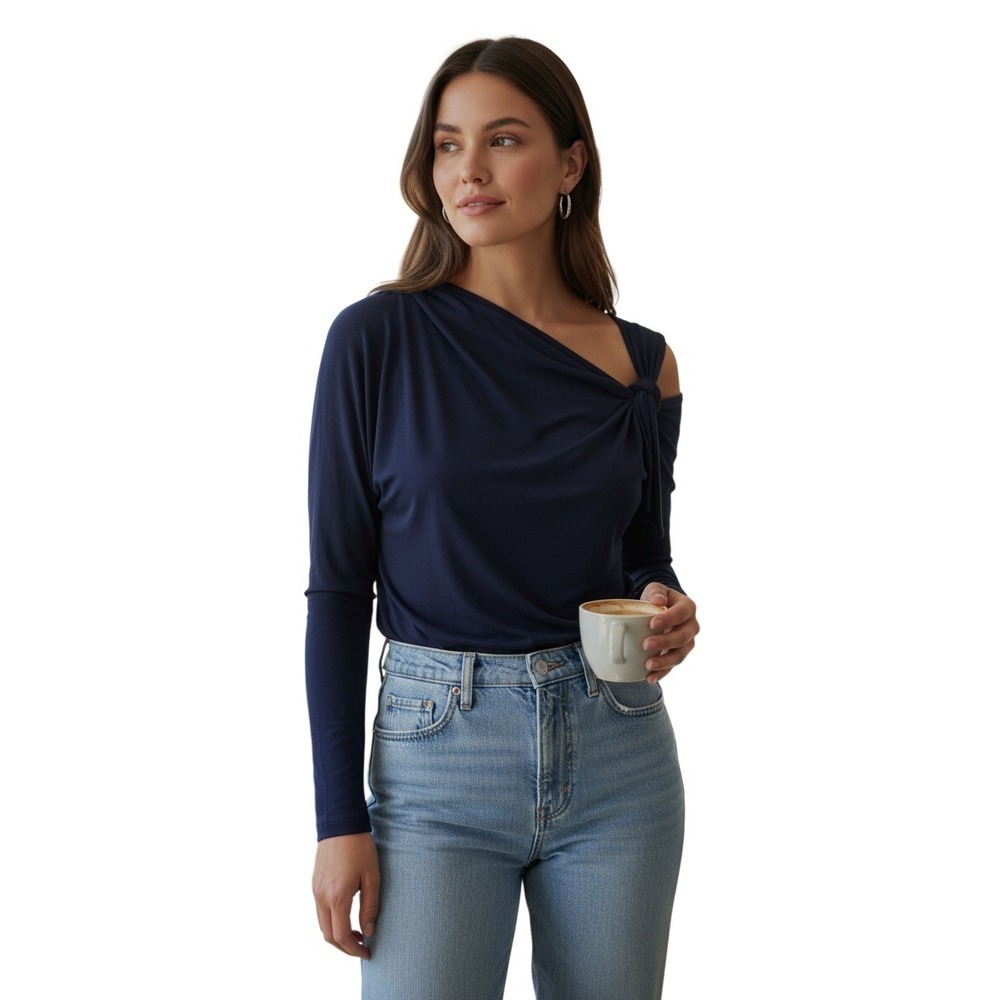 Arden B NEW Navy Asymmetrical Tunic Top Dolman Batwing Sleeve Y2K Womens S